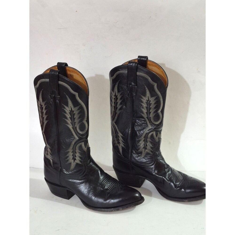 Tony Lama Style #2914 Black Leather Western Boots Men's Size 9EE USA